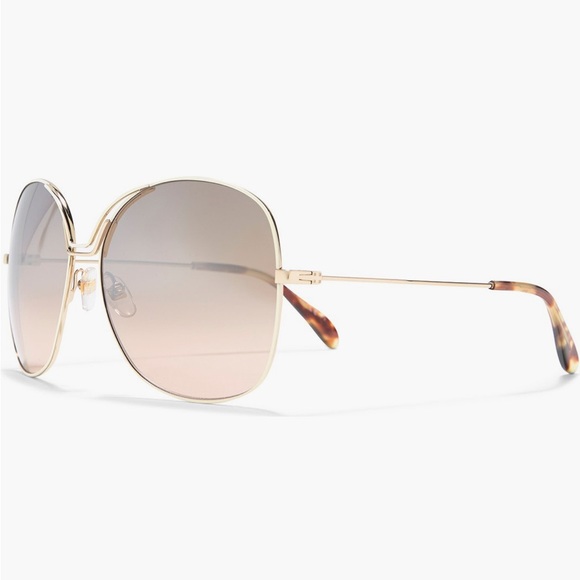 New Authentic GIVENCHY Oversize White Frame w/Gold-Brown Sunglasses with Case - Picture 3 of 5